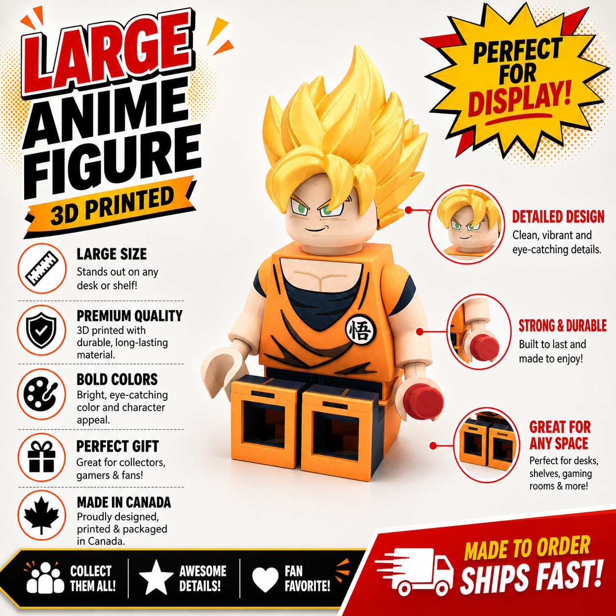 Golden Hair Anime Warrior Building Block Figures