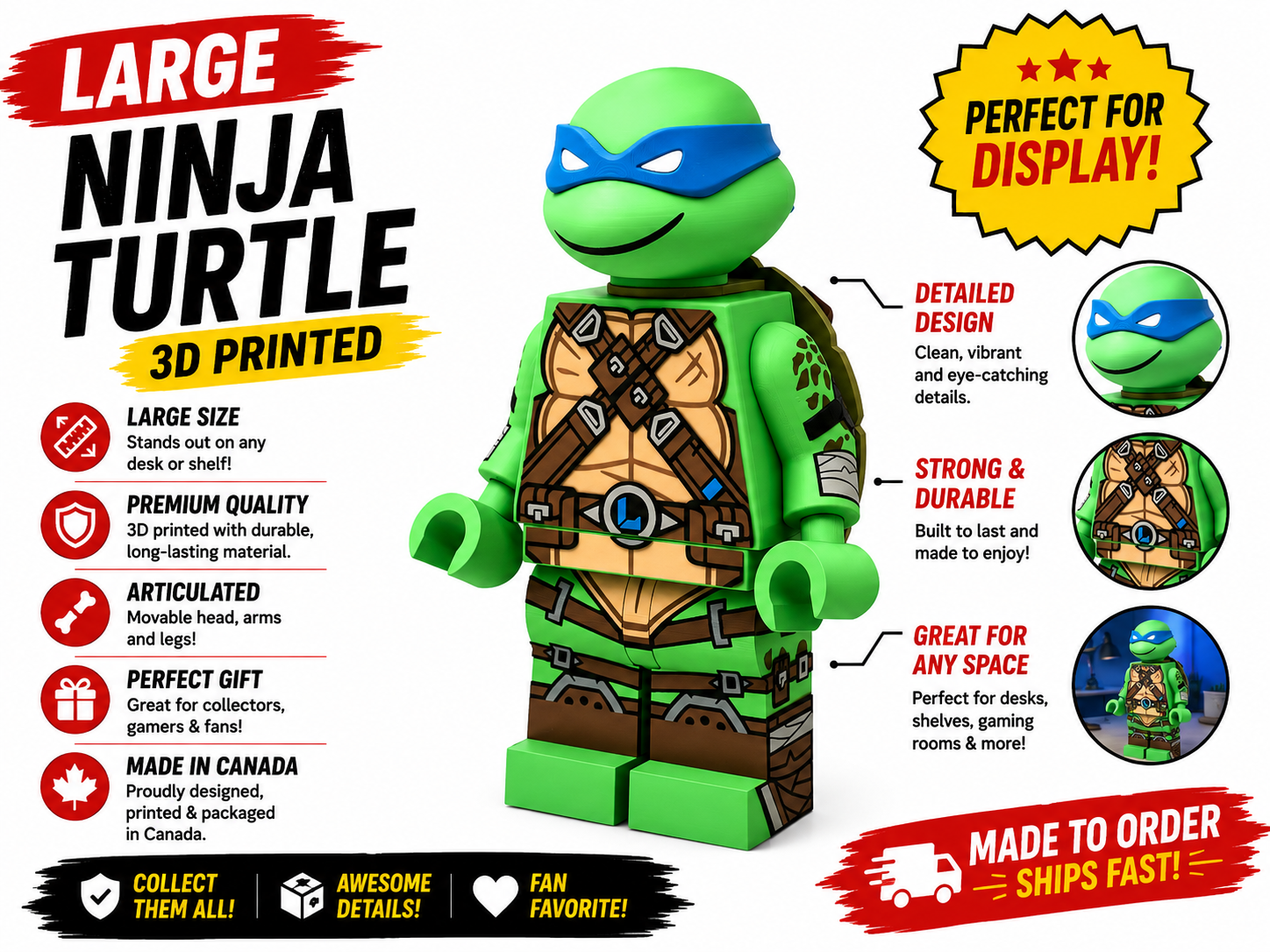 Large turtle Building Block Figure